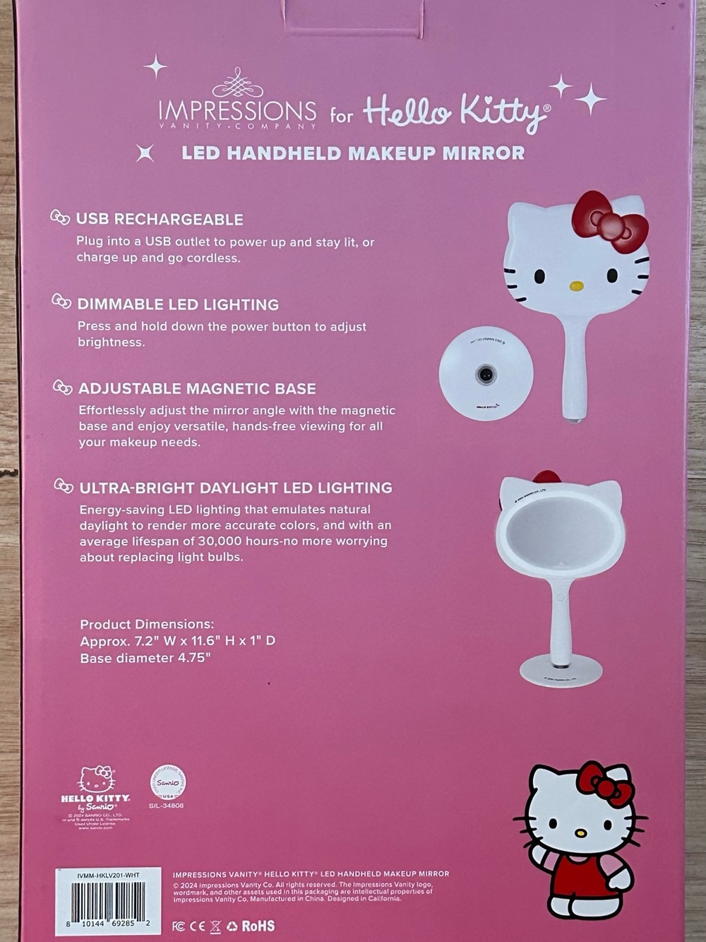 Hello Kitty LED Handheld Makeup Mirror - Picture 2 of 2